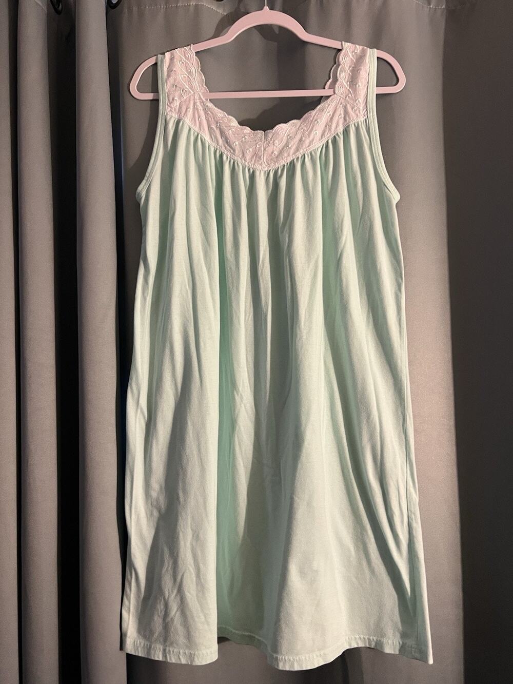 Vintage Anthony Richard’s Green Sleeveless Nightgown Cotton Poly Cottage Core L